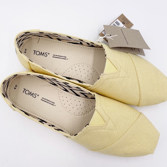 NEW Toms Women's Alpargata Heritage Canvas Cotton Slip On Shoes in Banana Yellow - Picture 2 of 8
